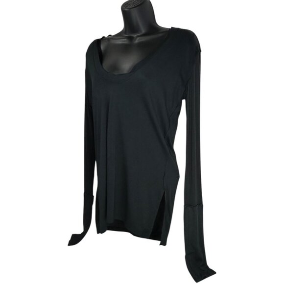 WE THE FREE Fresh and Clean Tee Sz S Black VNeck Side Slits Tunic Viscose Blend - Picture 4 of 7